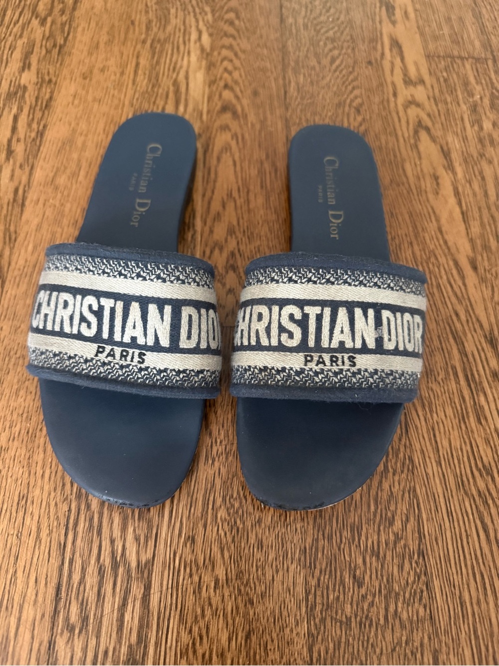 Dior Navy and cream Slide Sandals